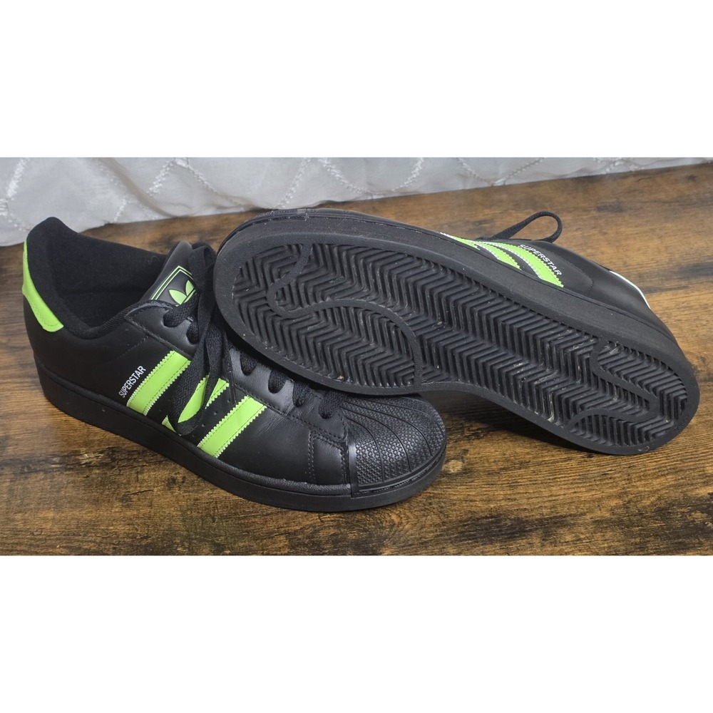 Adidas Superstar II Black Signal Green Neon JQ3175 Men's Size 11 Shell Toe